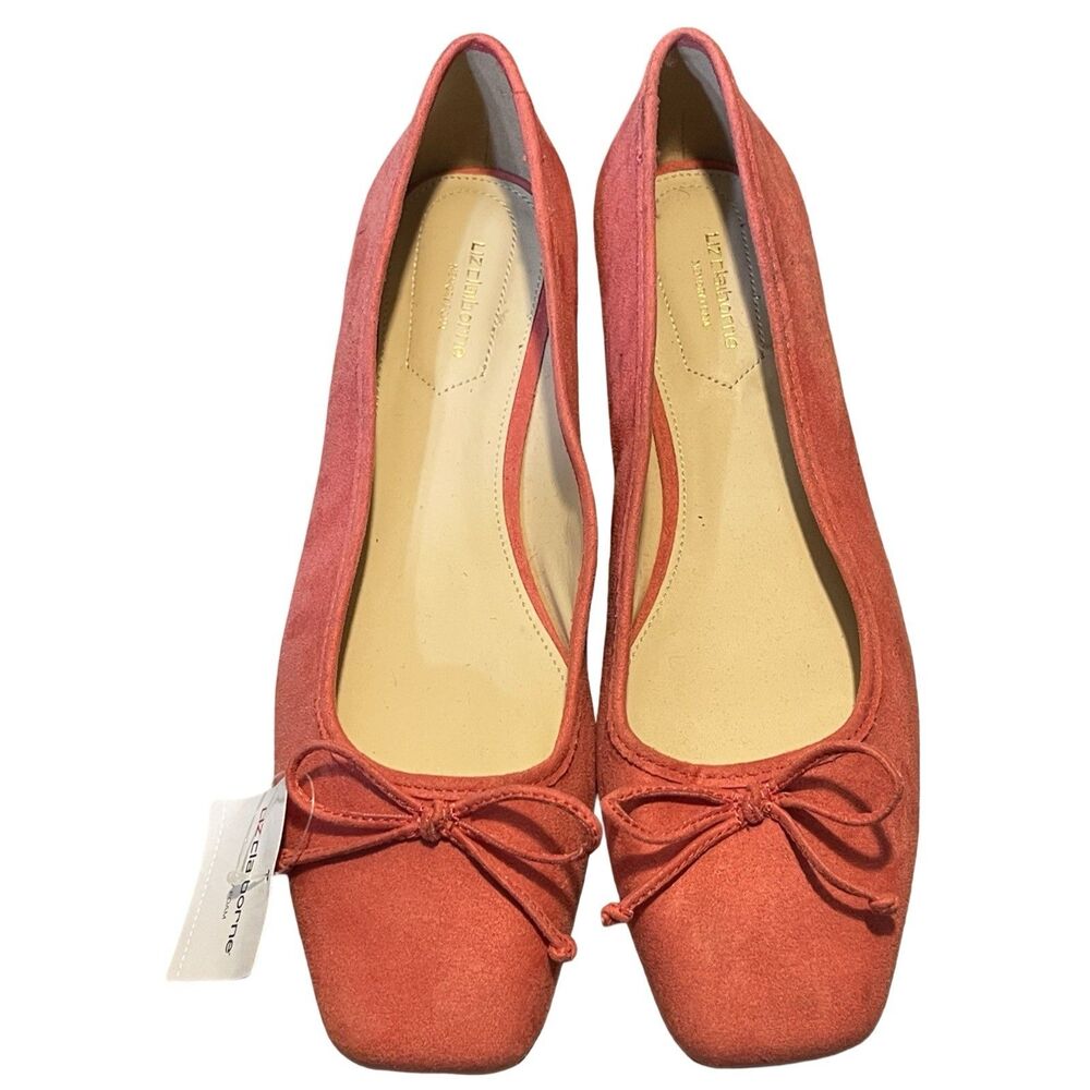 Liz Claiborne Ballet Flat Shoes Sz 10M Classic Rose Pink Micro Suede Square Toe